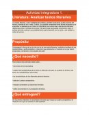 Actividad integradora Literatura: Analizar textos literarios