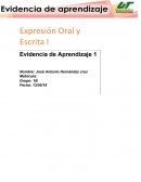 Expresión Oral y Escrita I Evidencia de Aprendizaje
