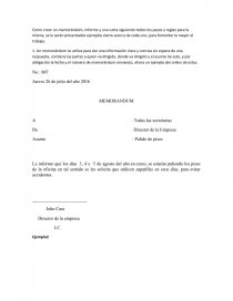 Estructura de Memorándum, informe y carta. Página 1