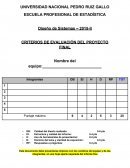 CRITERIOS DE EVALUACIÓN DEL PROYECTO FINAL base de datos