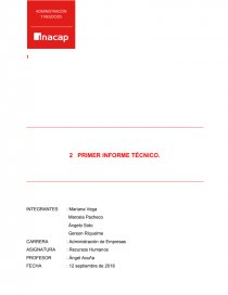 PRIMER INFORME RECURSOS HUMANOS. Página 1