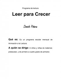 Programa de lectura Leer para Crecer. Página 1