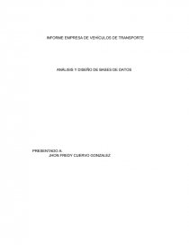 INFORME ANALISIS Y DISEÑO DE BASES DE DATOS. Página 1