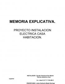 PROYECTO INSTALACION ELECTRICA CASA HABITACION. Página 1