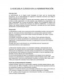LA ESCUELA CLÁSICA EN LA ADMINISTRACIÓN