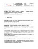 Procedimiento de proveedores para una empresa de distribución