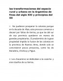 Las transformaciones del espacio rural y urbano en la Argentina de fines del siglo XXI y principios del XX
