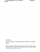 El texto a trabajar es “Políticas públicas para los jóvenes”, de Sergio Baldini