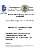 Mineralogía y obtención de materiales Tema: Primera práctica de laboratorio
