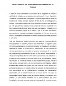 Obligatoriedad de otorgar certificado de trabajo
