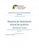 Reporte de laboratorio virtual de química. (Destilación simple.)
