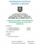 INFORME DE LA PRÁCTICA N° 5 LEYES DE LOS GASES Y ESTEQUIOMETRÍA DETERMINACIÓN DE Na2CO3 EN SOSA COMERCIAL