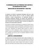 El APRENDIZAJE EN LAS PERSONAS QUE ASISTEN A LAS ESCUELAS DE LA EDJA