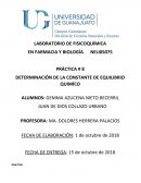 DETERMINACIÓN DE LA CONSTANTE DE EQUILIBRIO QUIMÍCO