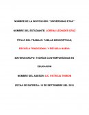 TABLAS DESCRIPTIVAS; ESCUELA TRADICIONAL Y ESCUELA NUEVA