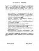 Acta de entrega-recepción: Trabajos de pintura y mantenimiento en residencia