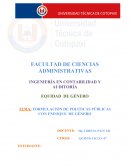 FORMULACIÓN DE POLITICAS PÚBLICAS CON ENFOQUE DE GÉNERO