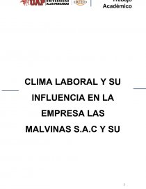 CLIMA LABORAL Y SU INFLUENCIA EN LA EMPRESA LAS MALVINAS S.A.C Y SU. Página 1