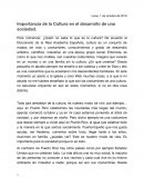 Importancia de la Cultura en el desarrollo de una sociedad