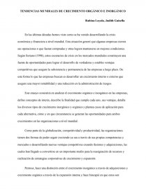 TENDENCIAS MUNDIALES DE CRECIMIENTO ORGÁNICO E INORGÁNICO. Página 1