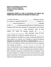 MODELO DE DEMANDA DE DIVORCIO POR MUTUO ACUERDO - Trabajos - sally montañez