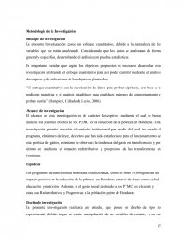 EVALUACIÓN DEL IMPACTO DE LOS PROGRAMAS DE TRANSFERENCIA MONETARIA CONDICIONADA EN LA REDUCCIÓN DE LA POBREZA EN HONDURAS (2009-2013). Página 17