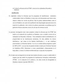 EVALUACIÓN DEL IMPACTO DE LOS PROGRAMAS DE TRANSFERENCIA MONETARIA CONDICIONADA EN LA REDUCCIÓN DE LA POBREZA EN HONDURAS (2009-2013). Página 7