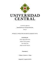 INFORME DE LABORATORIO MOVIMIENTO ARMONICO SIMPLE. Página 1