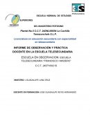 INFORME DE OBSERVACIÓN Y PRÁCTICA DOCENTE EN LA ESCUELA TELESECUNDARIA