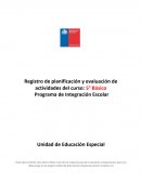 Registro de planificación y evaluación de actividades del curso: 5° Básico