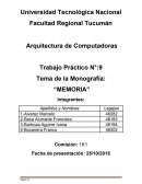 Arquitectura de Computadoras . MEMORIA