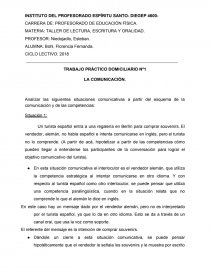 TRABAJO PRÁCTICO DOMICILIARIO Nº1 LA COMUNICACIÓN. Página 1