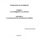 La investigación y su entorno Actividad 2. La construcción del conocimiento científico