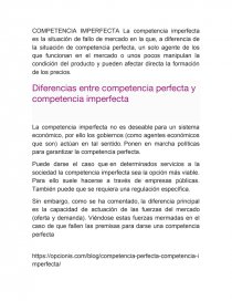 DIFERENCIAS ENTRE COMPETENCIA PERFECTA E IMPERFECTA. Página 1