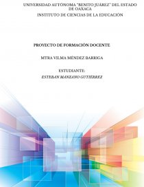 PROYECTO DE FORMACIÓN DOCENTE. Página 1