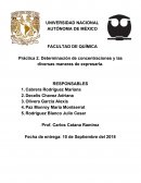 Práctica 2, Determinación de concentraciones y las diversas maneras de expresarla