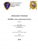 OPERACIONES Y PROCESOS INFORME 3: Calor y aplicaciones del Calor