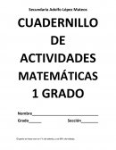CUADERNILLO DE ACTIVIDADES MATEMÁTICAS 1 GRADO