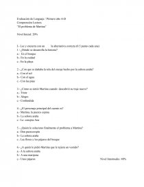 Comprensión Lectora “El problema de Martina”. Página 1