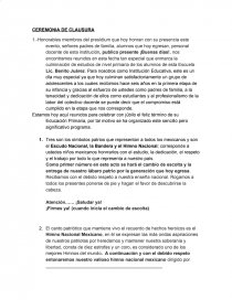 Programa de clausura. Página 1