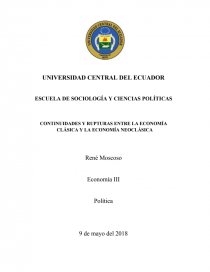 CONTINUIDADES Y RUPTURAS ENTRE LA ECONOMÍA CLÁSICA Y LA ECONOMÍA NEOCLÁSICA. Página 1