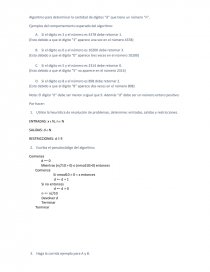 Algoritmo para determinar la cantidad de dígitos “d” que tiene un número “n”. Página 1