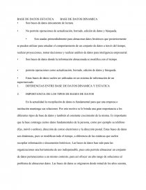 BASE DE DATOS ESTATICA	BASE DE DATOS DINAMICA. Página 1