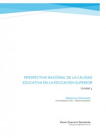 Unidad 4 Perspectiva Nacional de la Calidad Educativa en la Educación Superior. Página 1