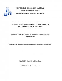 CONSTRUCCIÓN DEL CONOCIMIENTO MATEMÁTICO EN LA ESCUELA. Página 1