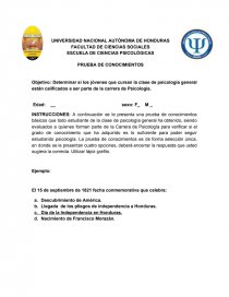 ESCUELA DE CIENCIAS PSICOLÓGICAS PRUEBA DE CONOCIMIENTOS s/r. Página 1