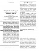 Determinación de los Índices de Calidad en un efluente de la Industria de Plásticos