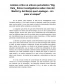 Resumen de Big data. Los investigadores saben más que el madrid y barsa