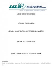 DERECHO EMPRESARIAL SEMANA 3. CONTRATOS QUE CELEBRA LA EMPRESA. Página 1