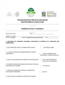 EXAMEN DE ETICA Y VALORES. Página 1